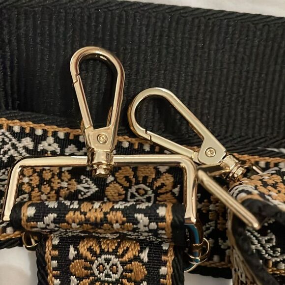 Black Floral Tapestry Adjustable Purse Bag 2" Replacement Strap Boho - Picture 3 of 7